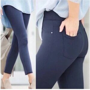 Spanx Perfect Ponte Ankle Pants Size Small Navy Blue Pull On Stretch High Rise